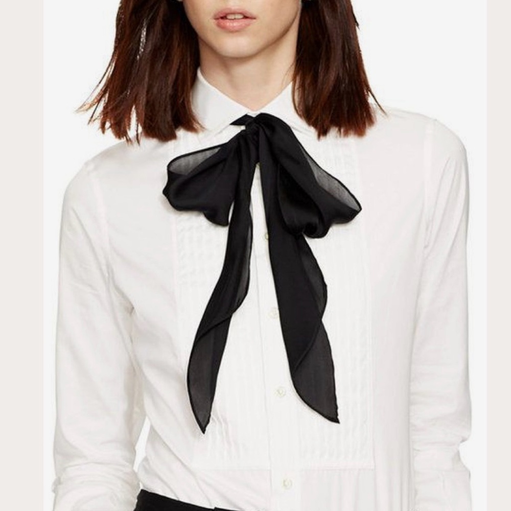 Ralph Lauren Polo Tuxedo Blouse with Neck Tie